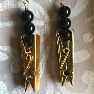 Handcrafted Gold Clothes Pin Earrings
